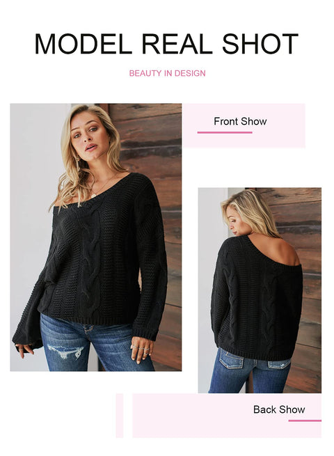 Vollonce Women's Cable Knit Jumper Chunky