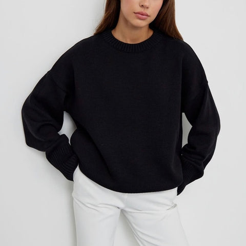 Winter Warm Knitted O Neck Sweater Women 2022 Korean Elegant Basic