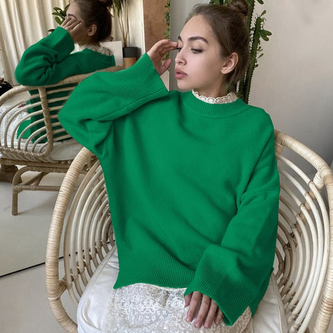 Winter Warm Knitted O Neck Sweater Women 2022 Korean Elegant Basic