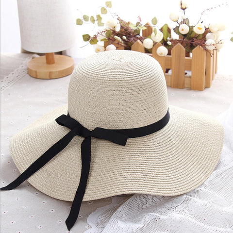 Simple Foldable Girls Straw Hat Sun Hat