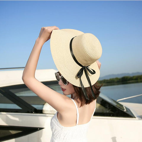 Simple Foldable Girls Straw Hat Sun Hat