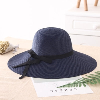 Simple Foldable Girls Straw Hat Sun Hat
