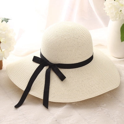 Simple Foldable Girls Straw Hat Sun Hat