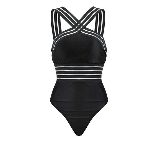 Sexy Black Striped One Piece Bikini