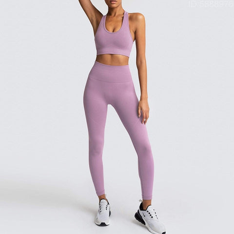 Yoga Sets Women's 2 Piece Set Leggings + Elastic Sports Bras