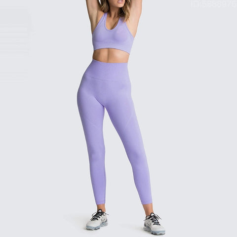 Yoga Sets Women's 2 Piece Set Leggings + Elastic Sports Bras