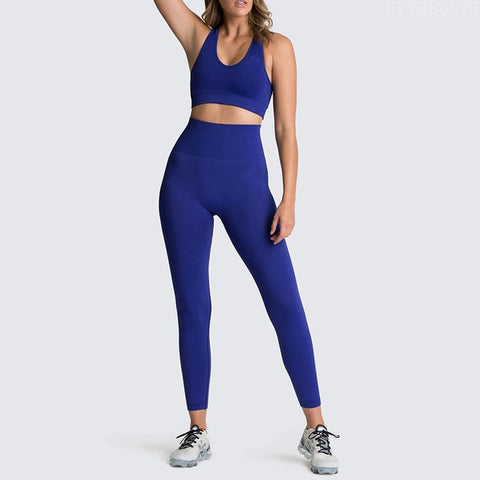 Yoga Sets Women's 2 Piece Set Leggings + Elastic Sports Bras