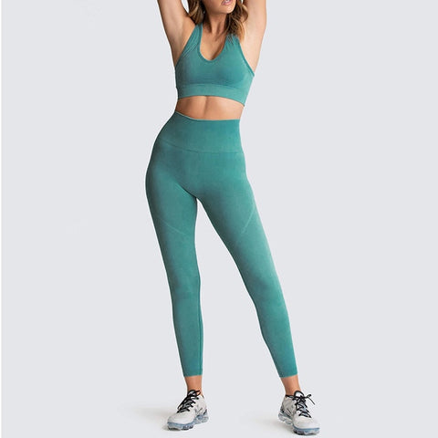 Yoga Sets Women's 2 Piece Set Leggings + Elastic Sports Bras