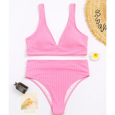 Sexy solid ribbed bikinis 2021