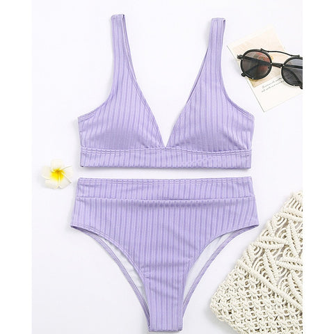 Sexy solid ribbed bikinis 2021