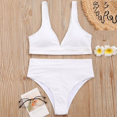 Sexy solid ribbed bikinis 2021