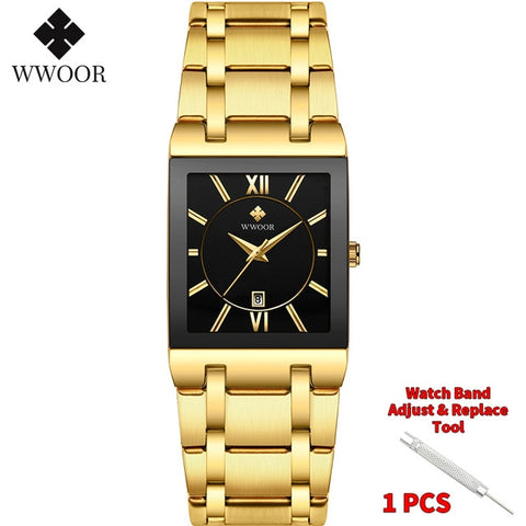 Golden Quartz Stainless SteelWrist Watch