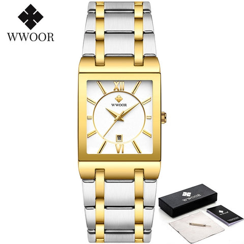 Golden Quartz Stainless SteelWrist Watch