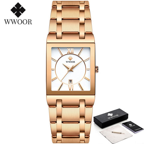 Golden Quartz Stainless SteelWrist Watch