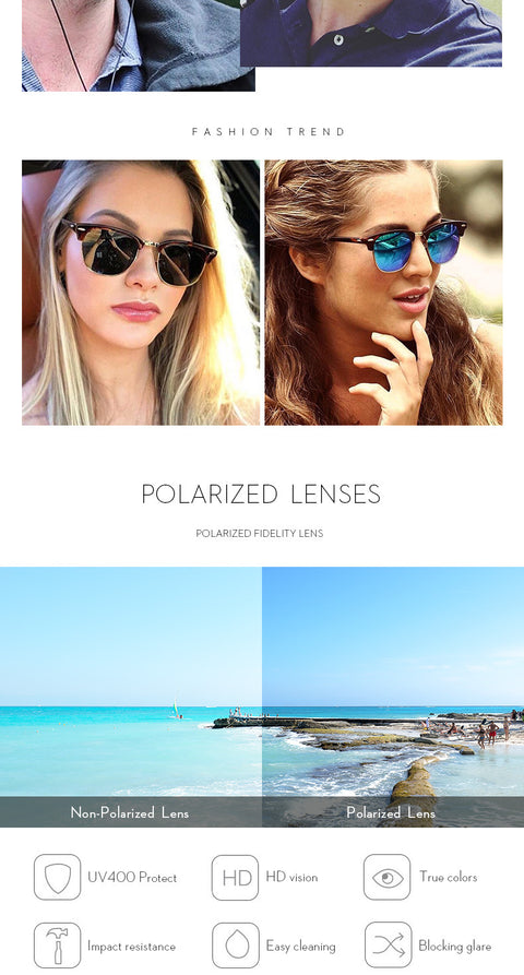Polarized Semi-Rimless Classic Sunglasses