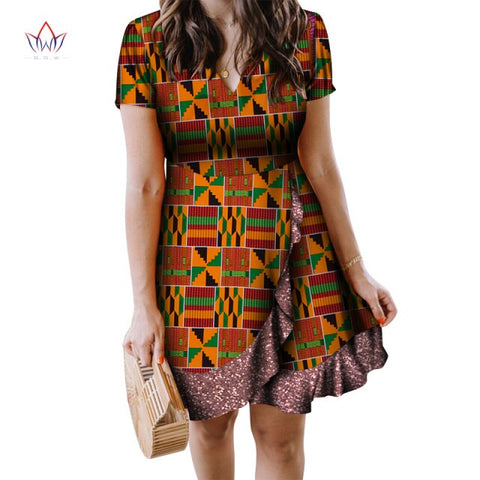 Summer Print Draped Dresses For Women