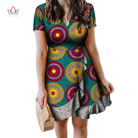 Summer Print Draped Dresses For Women