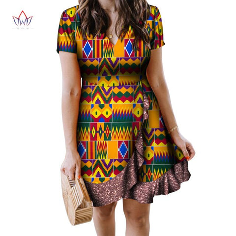 Summer Print Draped Dresses For Women