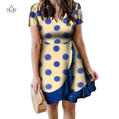 Summer Print Draped Dresses For Women