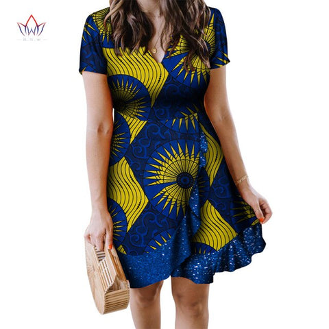 Summer Print Draped Dresses For Women