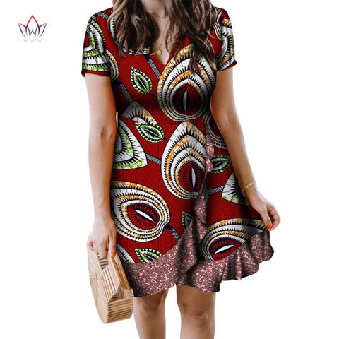 Summer Print Draped Dresses For Women