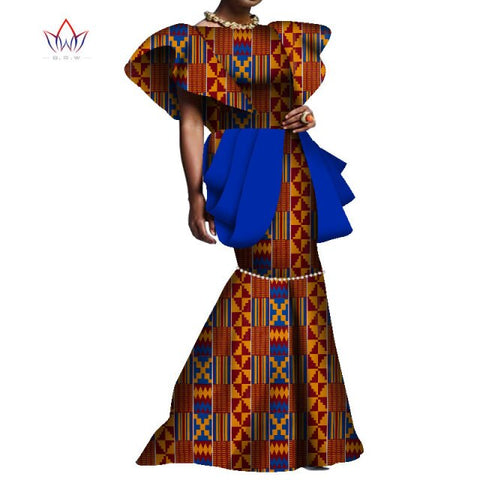 Summer African Maxi Dresses For Women Dashiki Nigeria Traditional Wedding Dress Bazin Riche Wax Ankara Long bodycon Dress WY8095