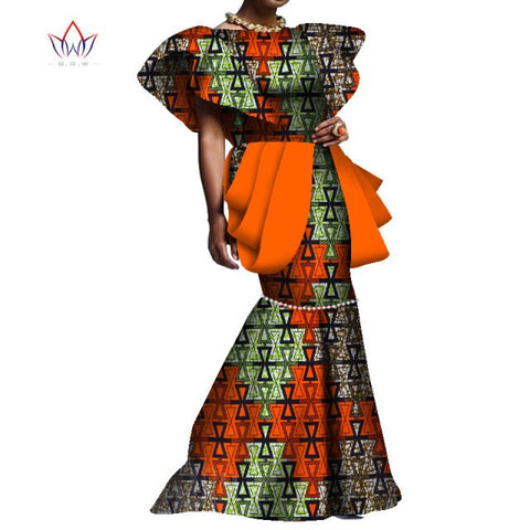 Summer African Maxi Dresses For Women Dashiki Nigeria Traditional Wedding Dress Bazin Riche Wax Ankara Long bodycon Dress WY8095