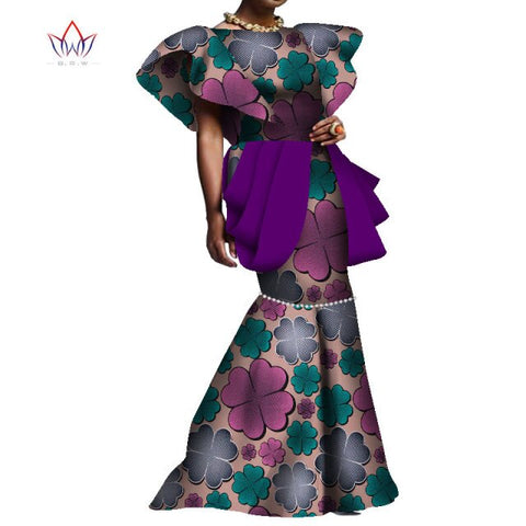 Summer African Maxi Dresses For Women Dashiki Nigeria Traditional Wedding Dress Bazin Riche Wax Ankara Long bodycon Dress WY8095