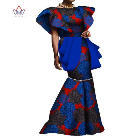 Summer African Maxi Dresses For Women Dashiki Nigeria Traditional Wedding Dress Bazin Riche Wax Ankara Long bodycon Dress WY8095