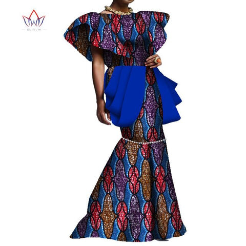 Summer African Maxi Dresses For Women Dashiki Nigeria Traditional Wedding Dress Bazin Riche Wax Ankara Long bodycon Dress WY8095