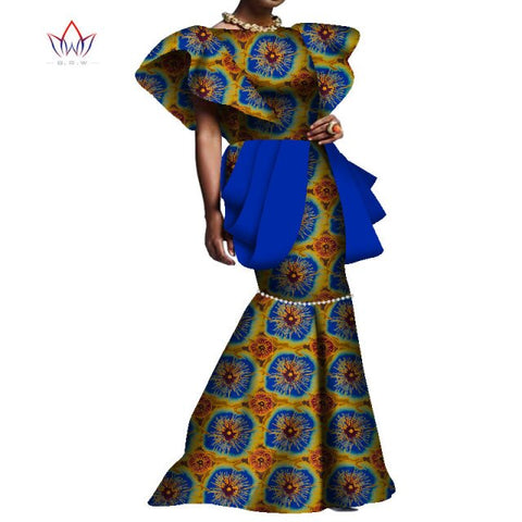 Summer African Maxi Dresses For Women Dashiki Nigeria Traditional Wedding Dress Bazin Riche Wax Ankara Long bodycon Dress WY8095