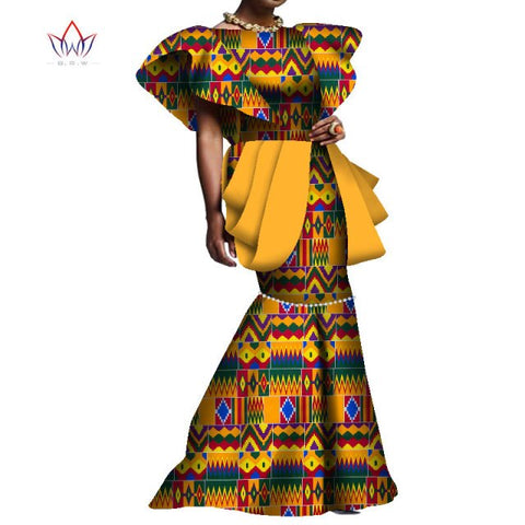 Summer African Maxi Dresses For Women Dashiki Nigeria Traditional Wedding Dress Bazin Riche Wax Ankara Long bodycon Dress WY8095