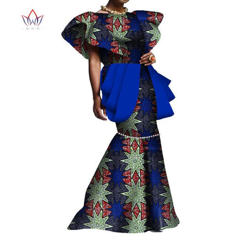 Summer African Maxi Dresses For Women Dashiki Nigeria Traditional Wedding Dress Bazin Riche Wax Ankara Long bodycon Dress WY8095