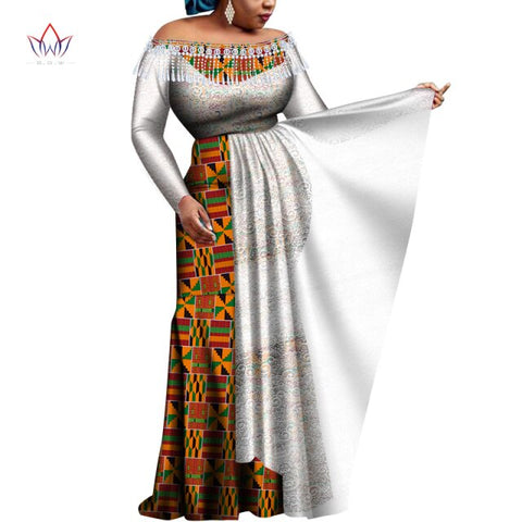 African Long Dresses For Women dashiki women's wear Bodycon Plus size Evening Party Cotton graceful tassel outfits WY8176
