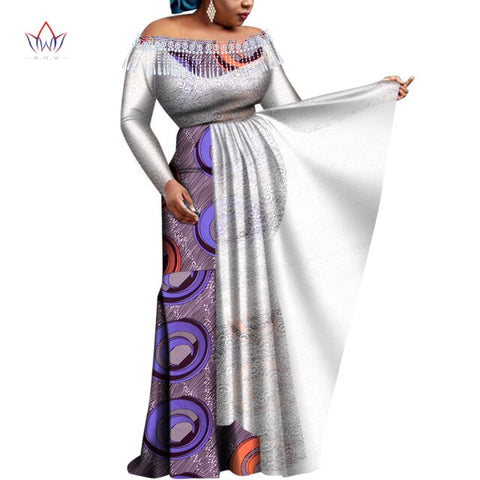 African Long Dresses For Women dashiki women's wear Bodycon Plus size Evening Party Cotton graceful tassel outfits WY8176