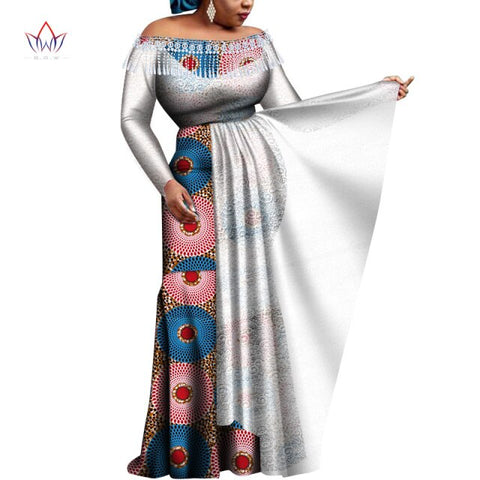 African Long Dresses For Women dashiki women's wear Bodycon Plus size Evening Party Cotton graceful tassel outfits WY8176