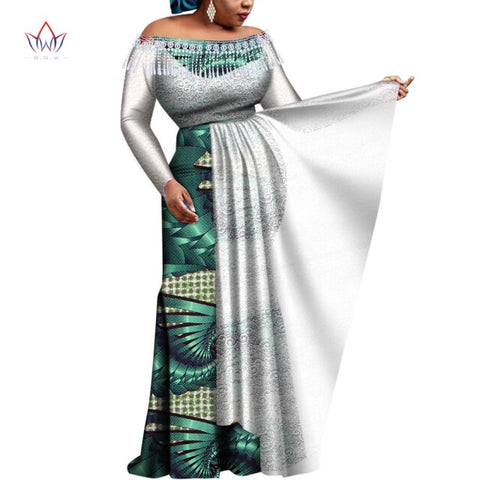 African Long Dresses For Women dashiki women's wear Bodycon Plus size Evening Party Cotton graceful tassel outfits WY8176