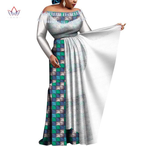 African Long Dresses For Women dashiki women's wear Bodycon Plus size Evening Party Cotton graceful tassel outfits WY8176