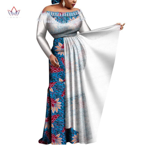 African Long Dresses For Women dashiki women's wear Bodycon Plus size Evening Party Cotton graceful tassel outfits WY8176